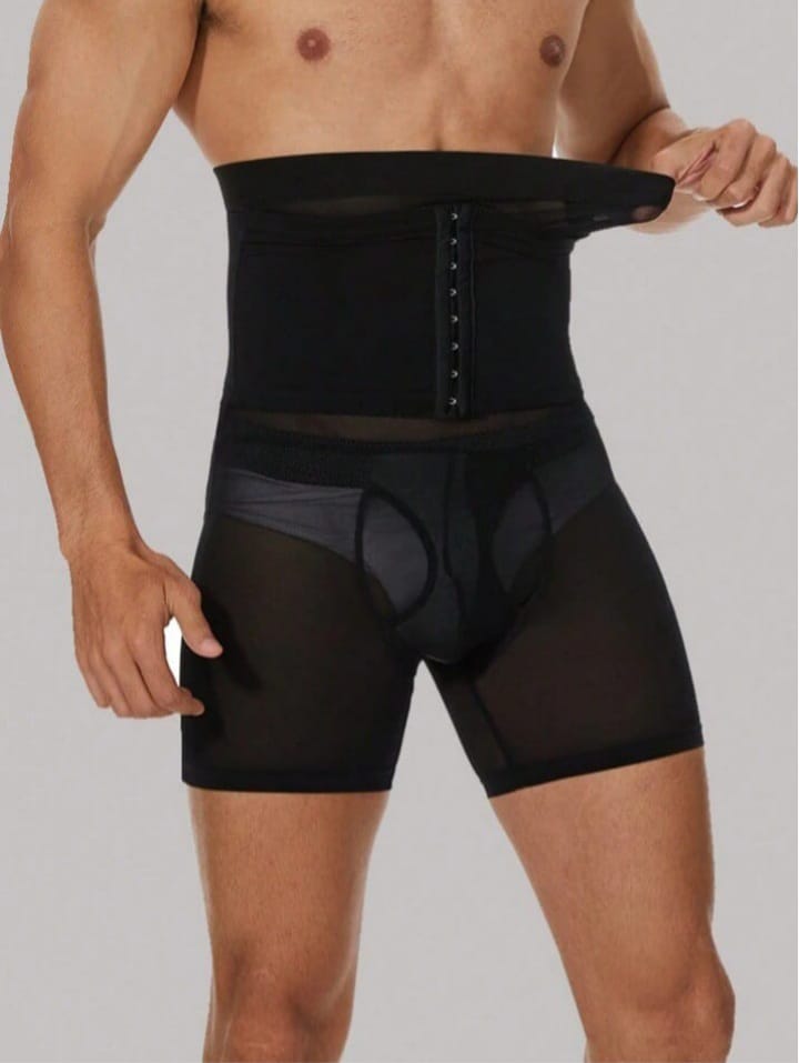 Men's High Waist Mesh Patchwork Shapewear